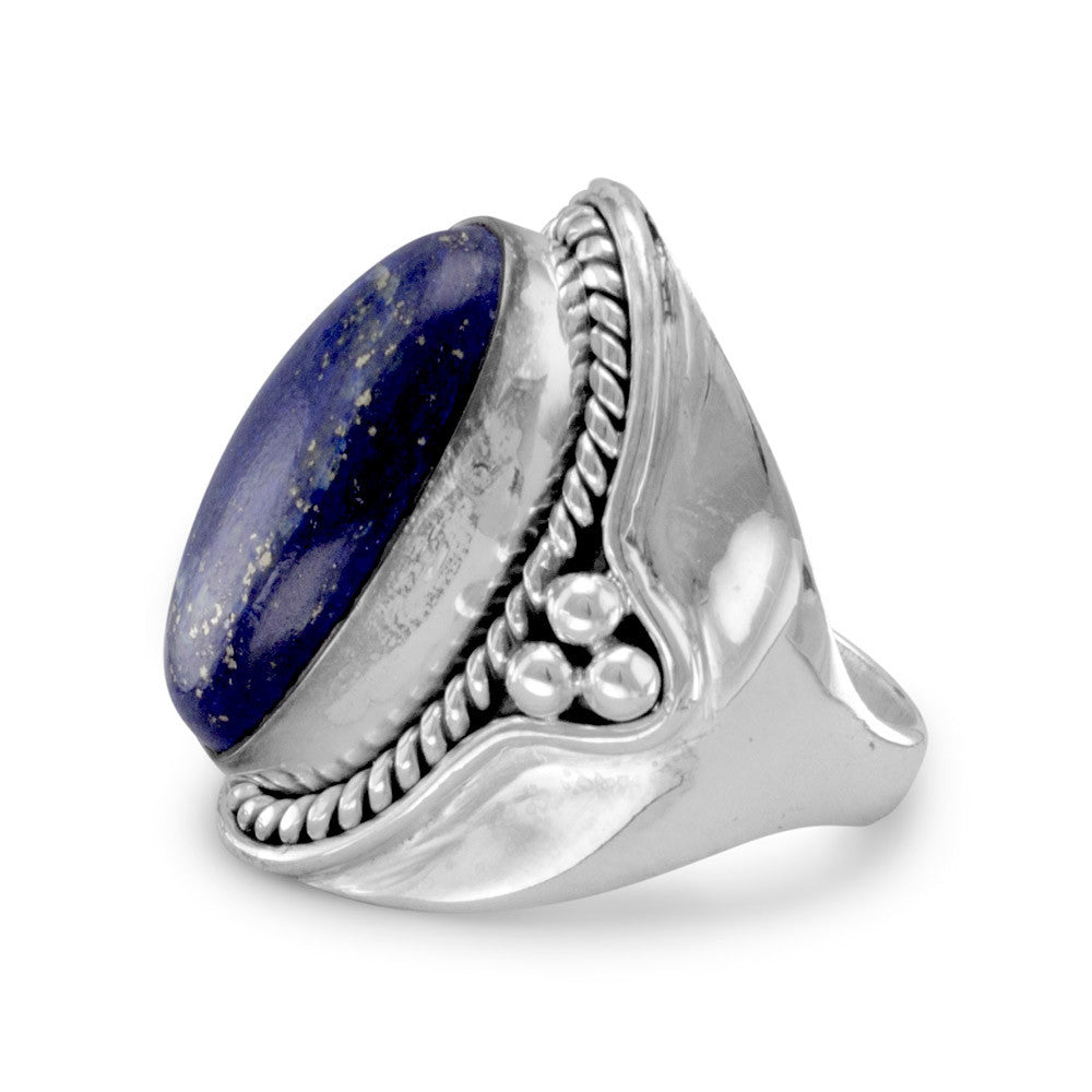 Oxidized Lapis Ring Rings