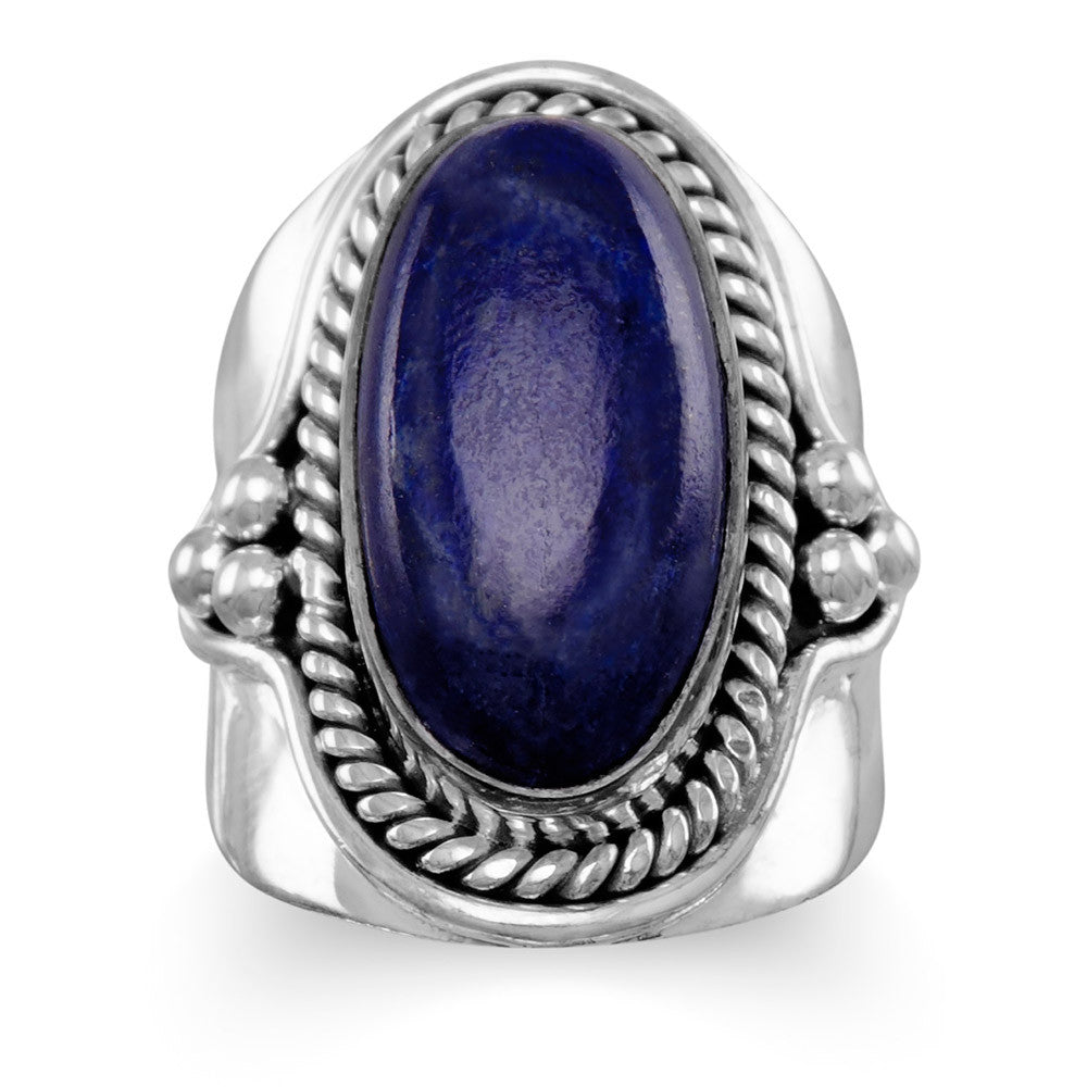 Oxidized Lapis Ring Rings