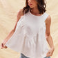 SO ME Game Day Color Denim Ruched Sleeveless Top