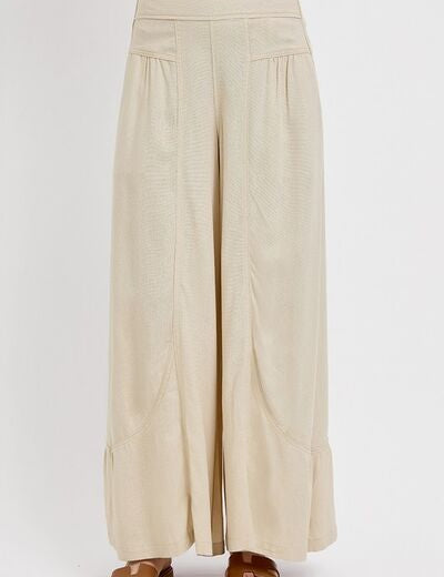 RISEN Shirring Detail Wide Leg Pants