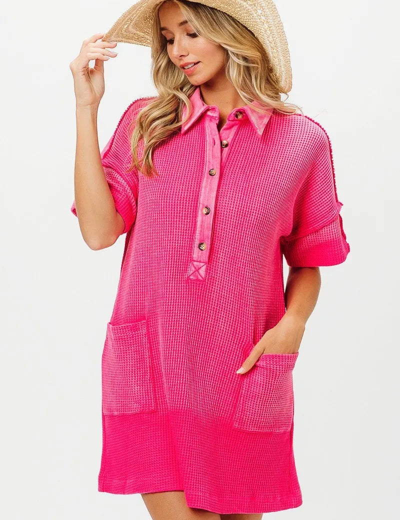 BiBi Dip Dye Mineral Washed Knit Dress | Daverri Fashions