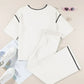 Daverri Fashions Contrast Trim Round Neck Top and Pants Set - DAVERRI FASHIONS