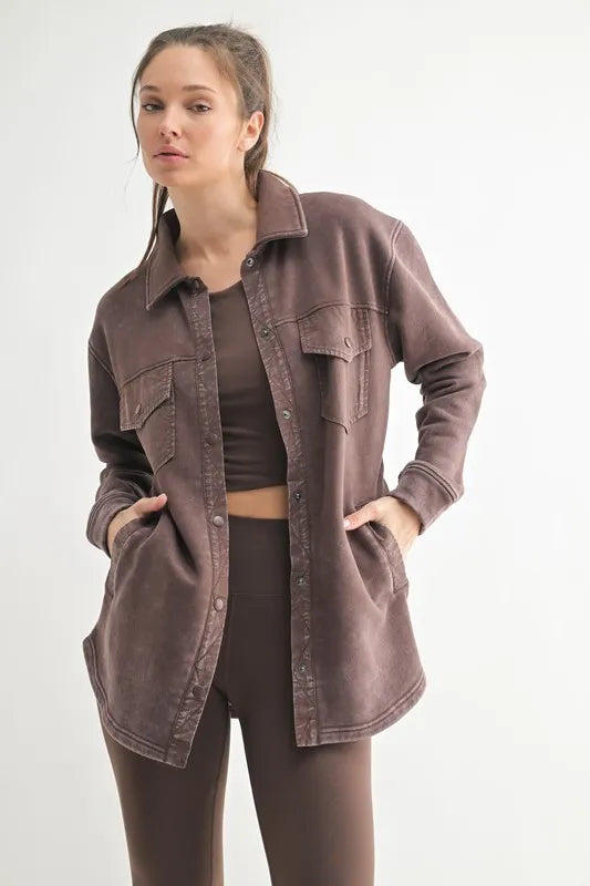 MONO B Snap-On Shacket with Pockets