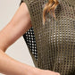 SO ME Big Metal Button Front Openwork Sweater Vest Sweater Vests