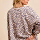 Cozy BiBi Leopard Printed French Terry Sweatshirt in beige gray