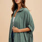 Annie Wear Checkered Button Up Half Sleeve Shirt Dark Sage M Shirts