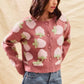 SO ME Strawberry Fruit All Over Button Sweater Cardigan - DAVERRI FASHIONS