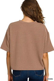 Zenana Raised Rib Short Sleeve Tee & Pants Set | Daverri Fashions