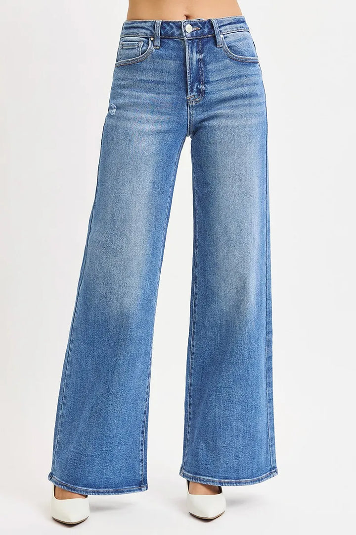 RISEN Full Size High Rise Wide Leg Jeans Plus Size | Jeans Daverri Fashions