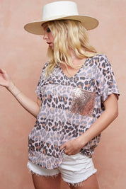 BiBi Leopard Stripe Printed Jersey T-Shirt | Daverri Fashions