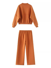 Zip Up Top and Drawstring Pants Two-Piece Set | Loungewear Sets Daverri Fashions