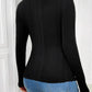 Ribbed Cutout Long Sleeve T-Shirt - DAVERRI FASHIONS