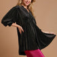 Umgee Full Size Beaded Frill Flounce Sleeve Velvet Babydoll Blouse Blouses