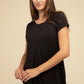 Flowy Round Hem Rayon Short Sleeve Top T-Shirts