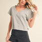 Aemi + Co Side Slit V-Neck Short Sleeve Cropped T-Shirt - DAVERRI FASHIONS