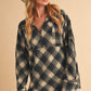 Aemi + Co Slit Plaid Half Zip Drop Shoulder Top Black