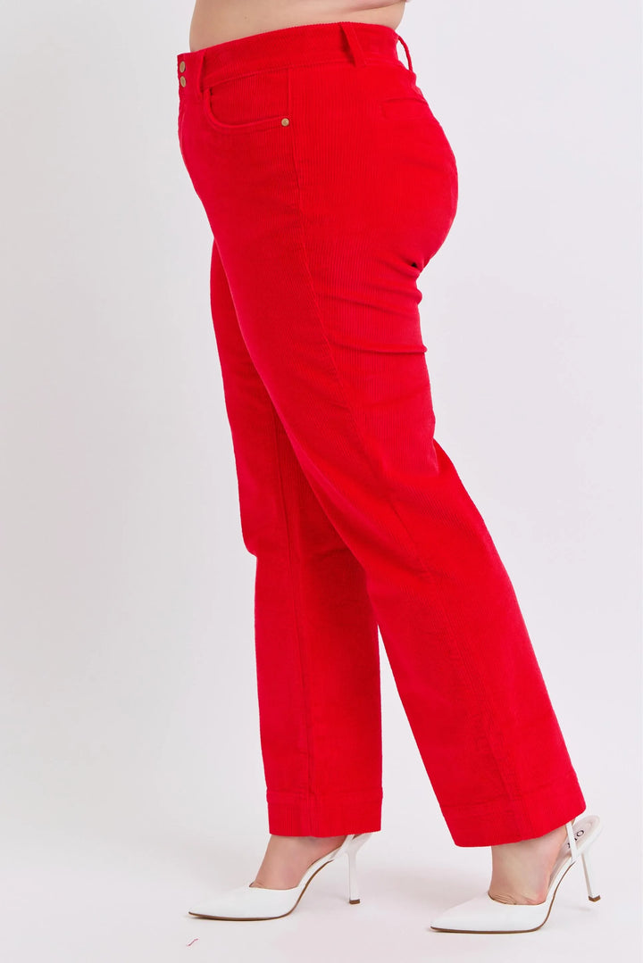 Judy Blue Plus Size High Waist Corduroy Trouser Wide Plus Pants