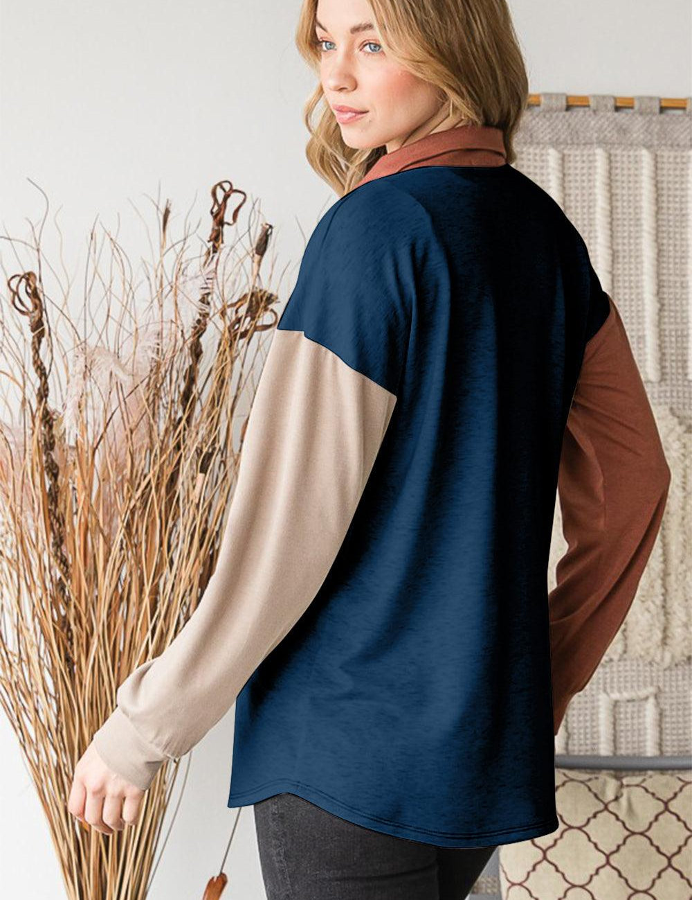 Heimish Full Size Color Block Button Down Shirt | Daverri Fashions