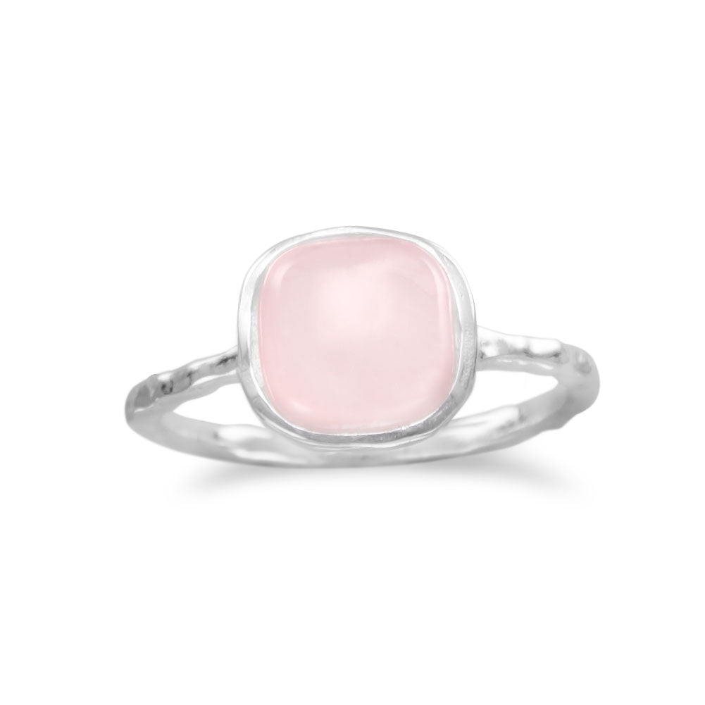 Square Rose Quartz Ring Rings