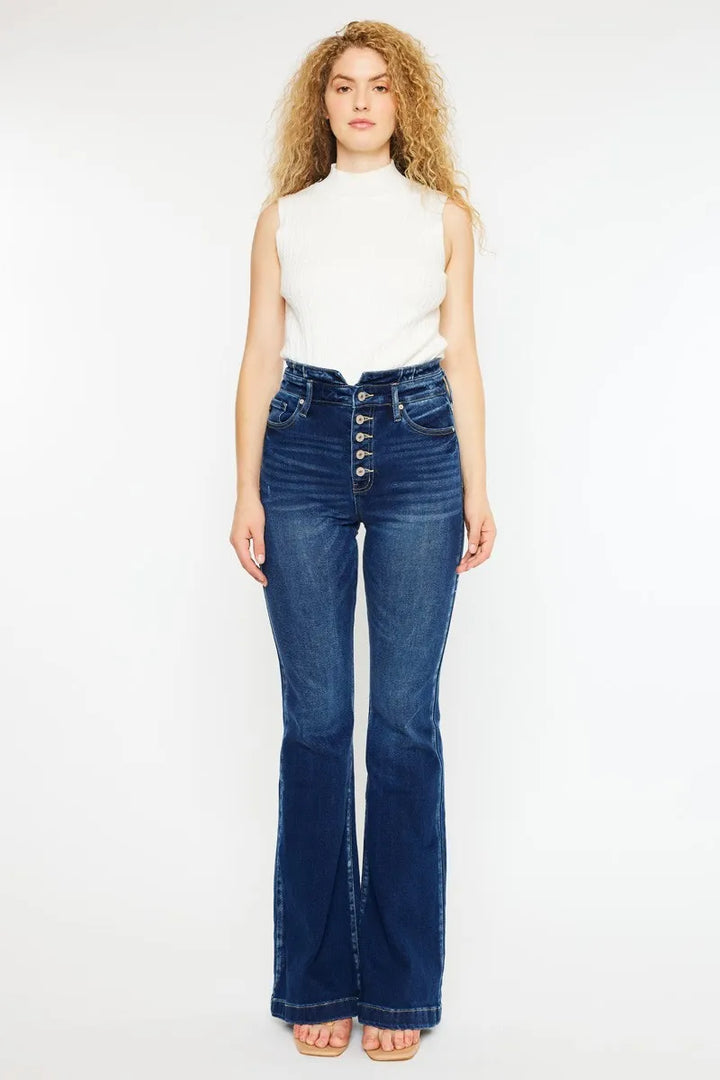 Kancan Button Fly High Rise Flare Jeans Jeans