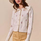 SO ME Collared Floral Embroidered Button Down Sweater Cardigan - DAVERRI FASHIONS