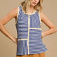 Umgee Round Neck Texture Striped Tank Tank Tops