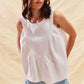 SO ME Game Day Color Denim Ruched Sleeveless Top OFF WHITE