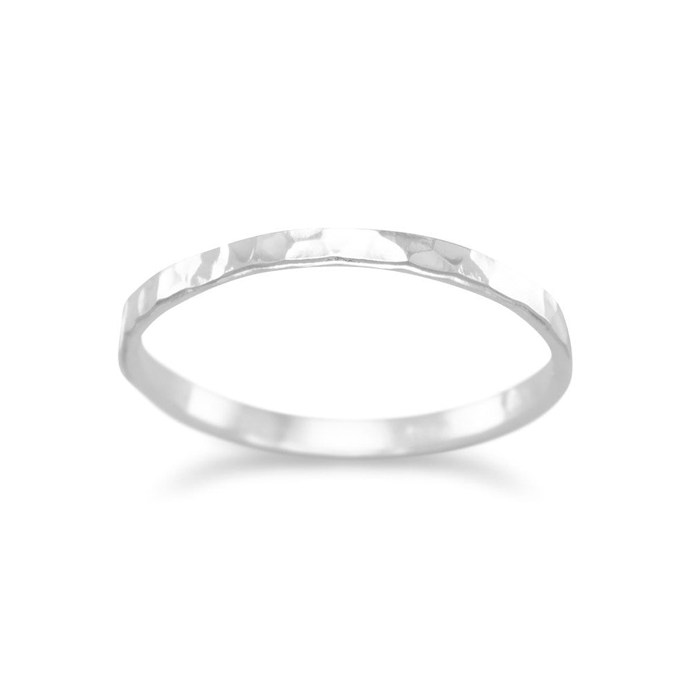 Thin Polished Hammered Band Ring Rings