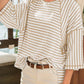 Daverri Fashions loose striped textured knit top with split hem