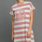 Umgee Peace Applique Striped Short Sleeve Mini Dress