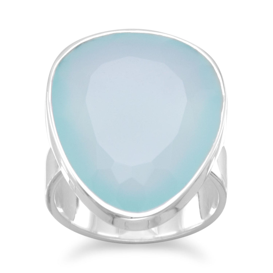 Freeform Sea Green Chalcedony Ring Rings