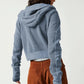 Waffle-Knit Dropped Shoulder Hooded Jacket - DAVERRI FASHIONS