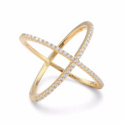 18 Karat Gold Plated Criss Cross 'X' Ring with Signity CZs 10 Rings