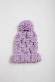Lavender One Size Oversized Chunky Knit Pom Beanie | Daverri Fashions