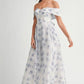 MABLE Floral Printed Off Shoulder Maxi Dress