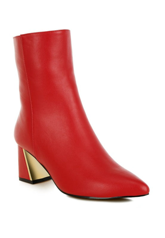 Kaira Metallic Accent Heel High Ankle Boots | Boots Daverri Fashions