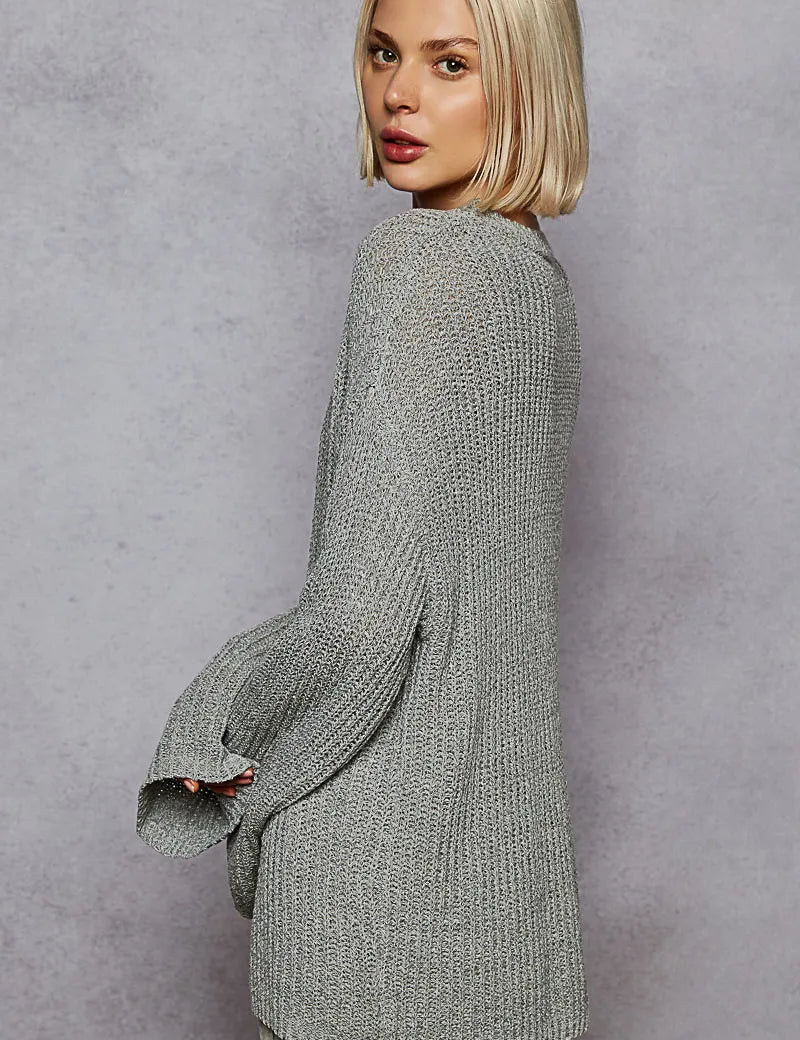 POL Oversized V-Neck Knit Top | Tops Daverri Fashions