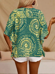 Printed V-Neck Half Sleeve Top | Blouses Daverri Fashions