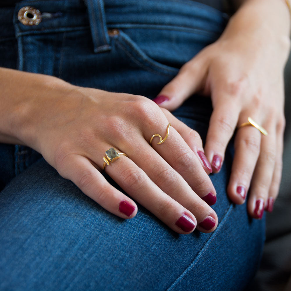 14 Karat Gold Plated Wave Ring Rings