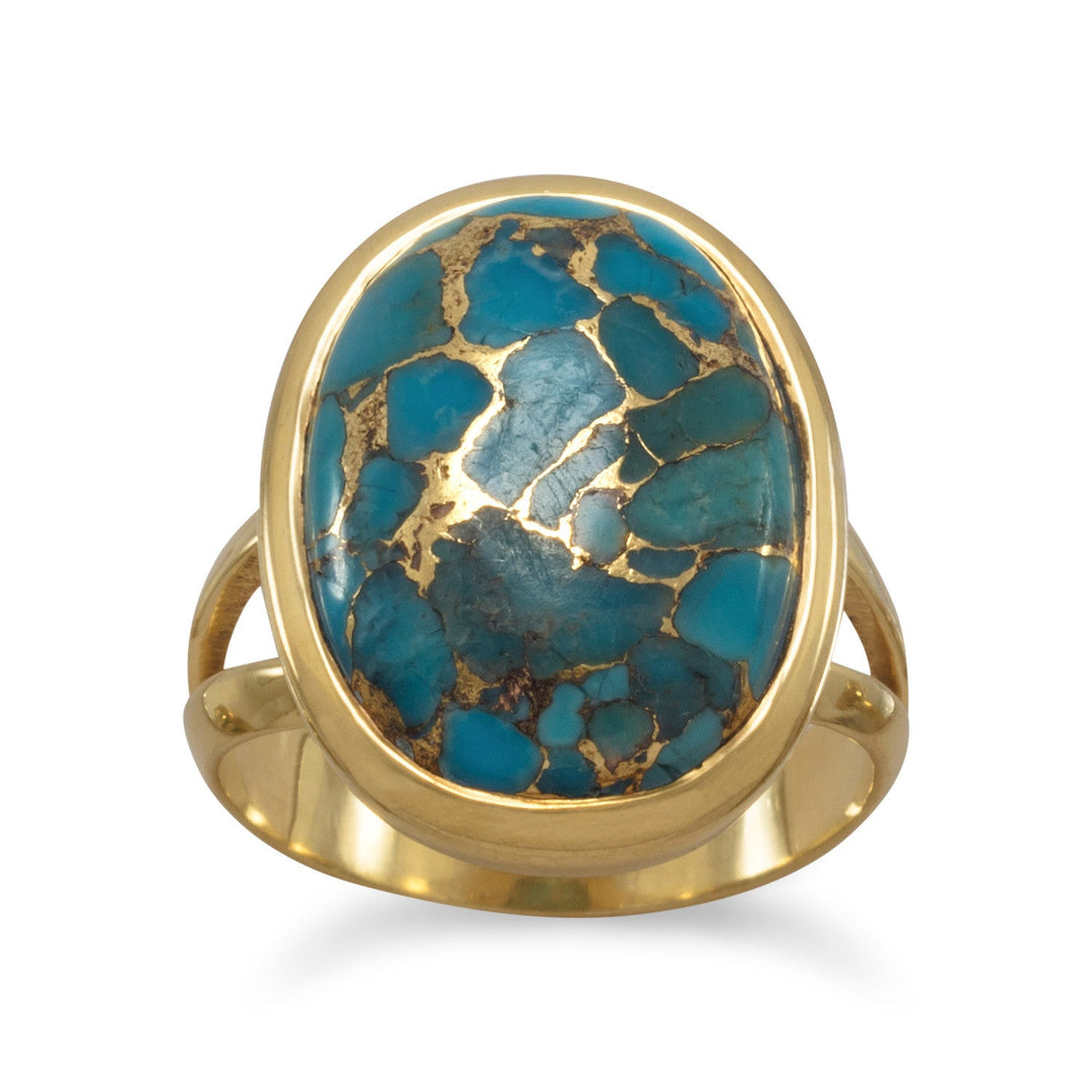 14 Karat Gold Plated Stabilized Turquoise Ring 10 Rings