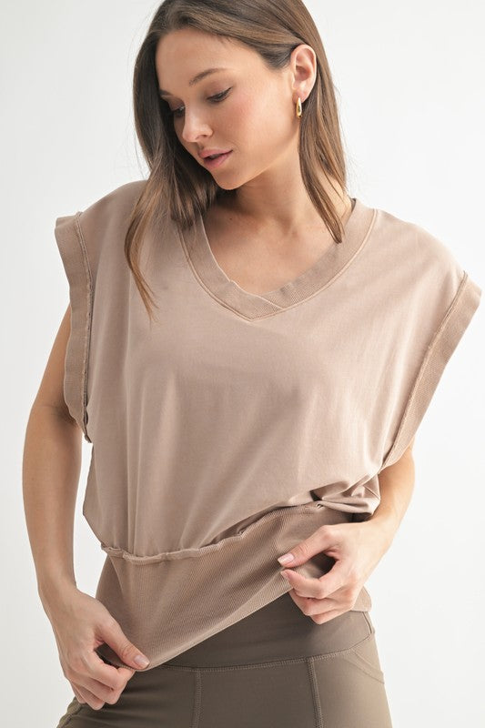 MONO B Vintage V-Neck Vest NATURAL