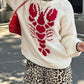 Full Size Lobster Contrast Trim Round Neck Sweater Plus Size - DAVERRI FASHIONS