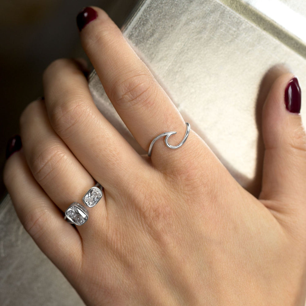 "Wave of Fresh Air" Rhodium Plated Wave Ring Rings