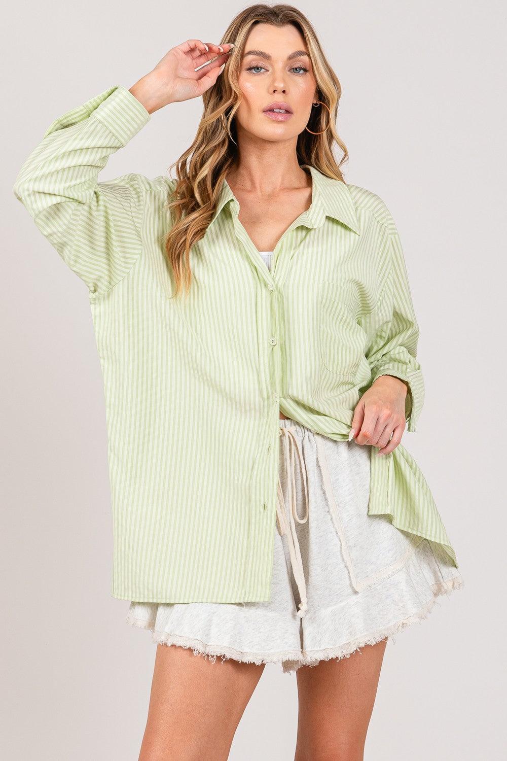 SAGE + FIG Striped Button Up Long Sleeve Shirt Shirts