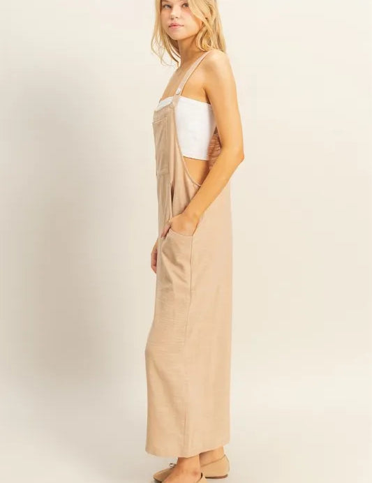 HYFVE Taupe Textured Wide Leg Overall | Overalls Daverri Fashions