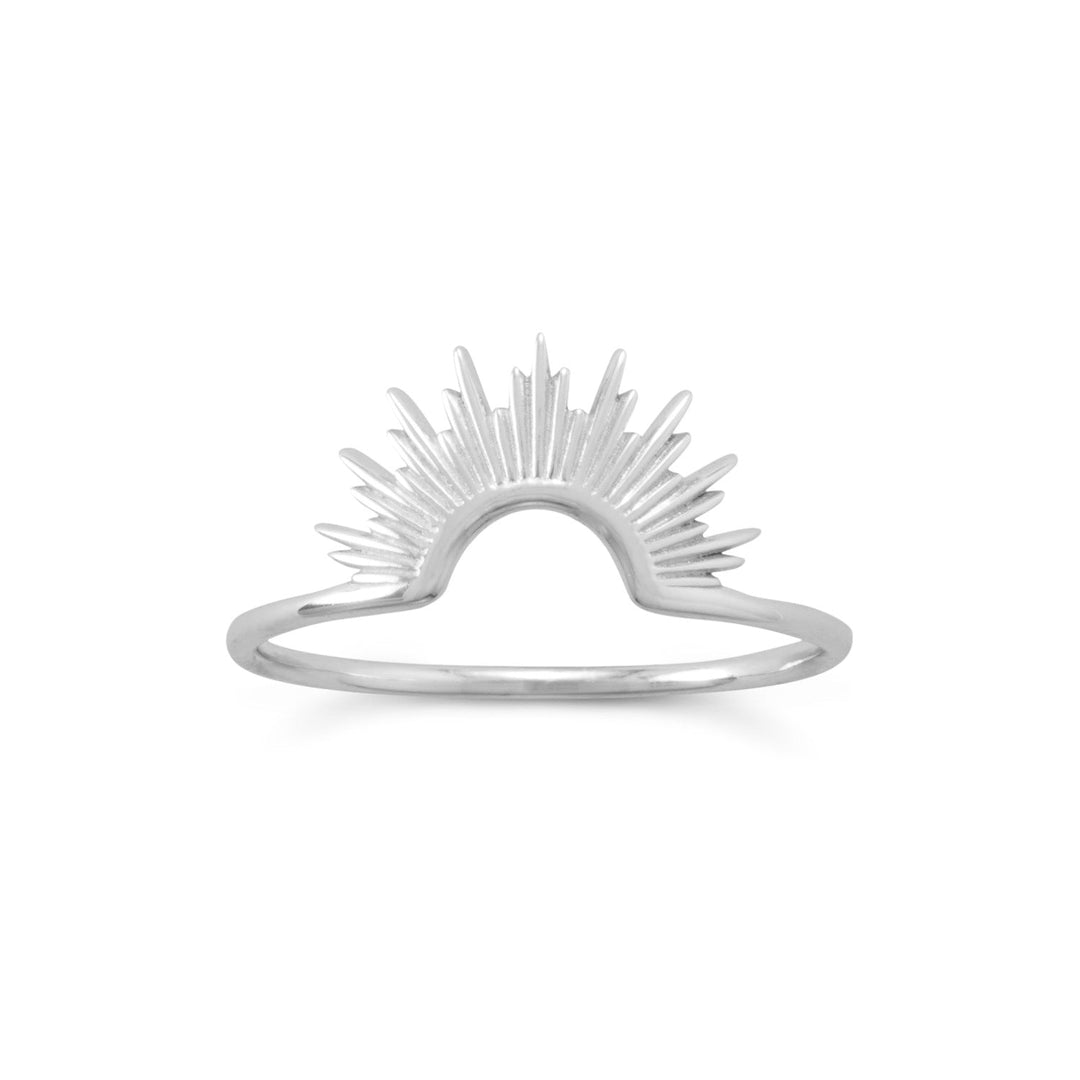 "Shine On!" Shiny Silver Sunburst Ring 9 Rings