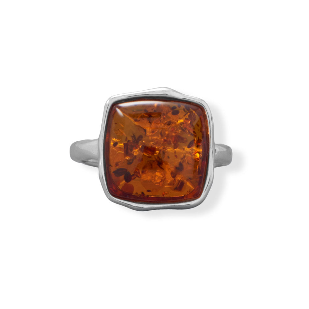 Hammered Square Baltic Amber Ring 10 Rings