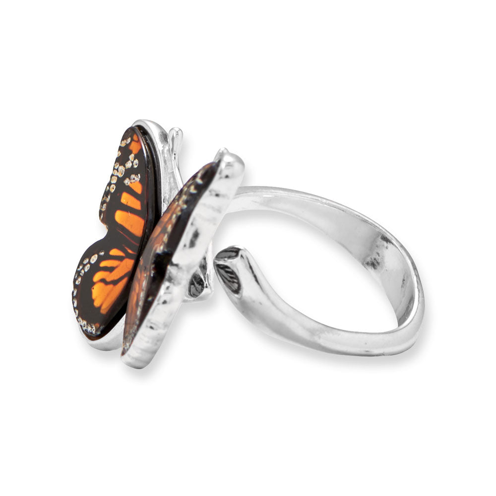 Handcrafted Baltic Amber Monarch Butterfly Ring Rings