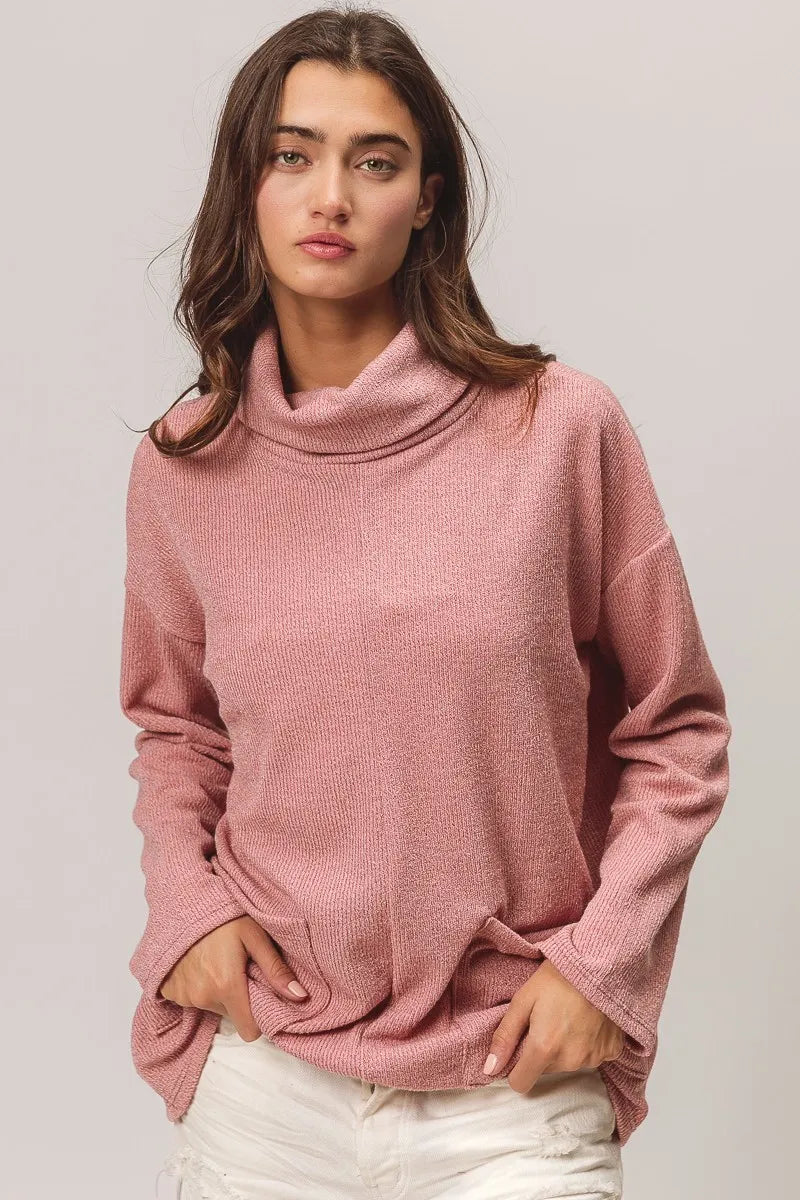 BiBi Piper Rib Double Pocket Turtle Neck Sweater Sweaters