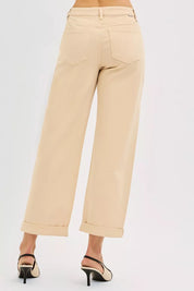 RISEN Tummy Control Mid Rise Ankle Barrel Relaxed Baggy Jeans | Jeans Daverri Fashions